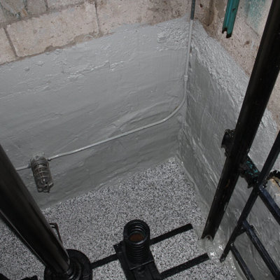 Elevator pit walls waterproofed
