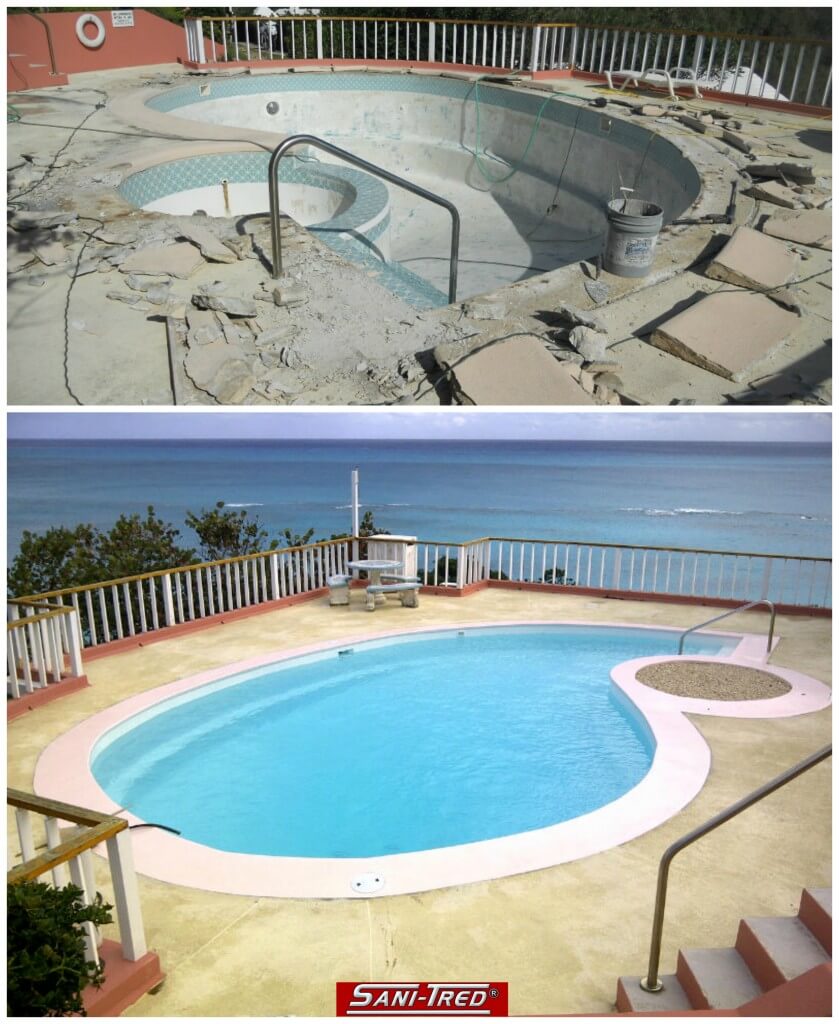 Swimming pool before and after