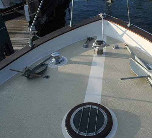 Fiberglass textured slip resistant boat deck completed