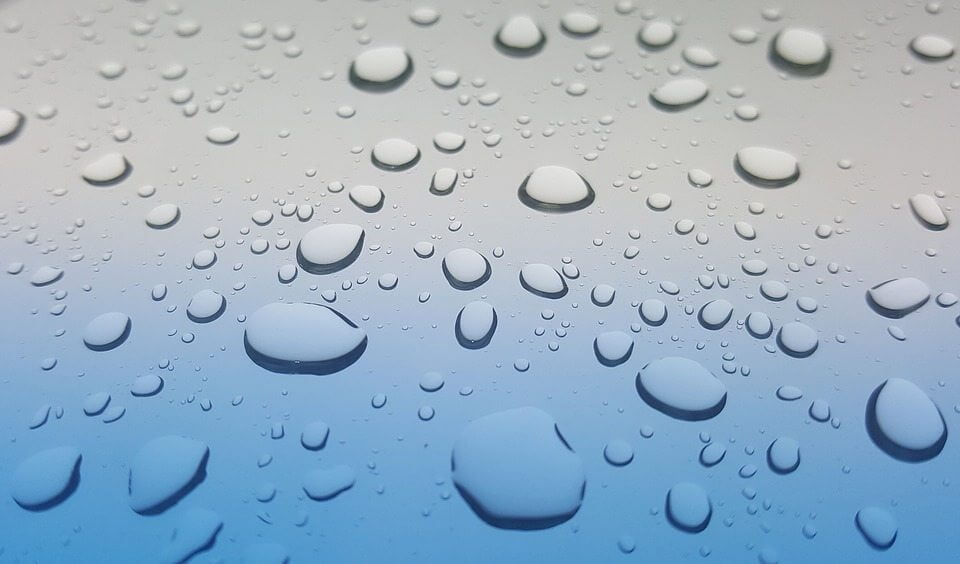 Water droplets on surface