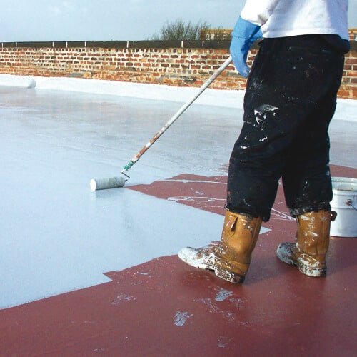 Applying rubber waterproof coating using a roller